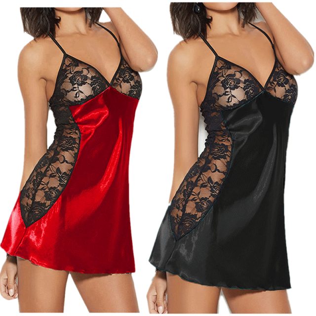 2019 New Fahsion Plus Size Women Sexy Sleepwear Elegant V-Neck Lingerie Nightdress Sexy Lingerie Underwear Babydoll