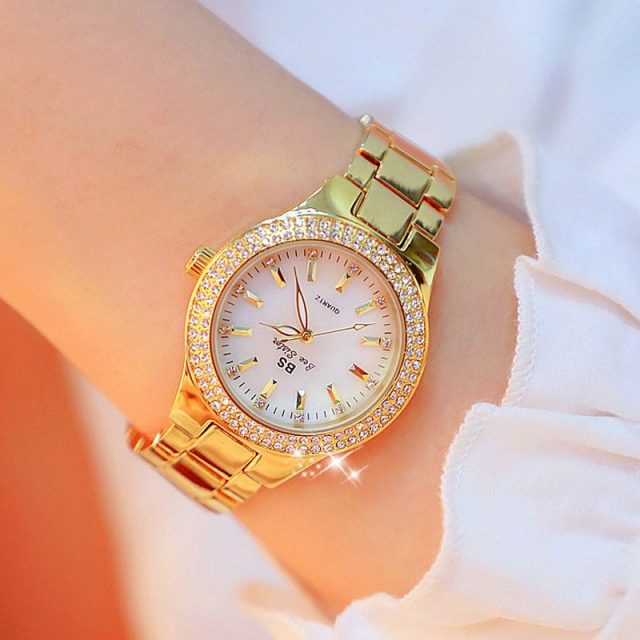 2020 Ladies Wrist Watches Dress Gold Watch Women Crystal Diamond Watches Stainless Steel Silver Clock Women Montre Femme 2019