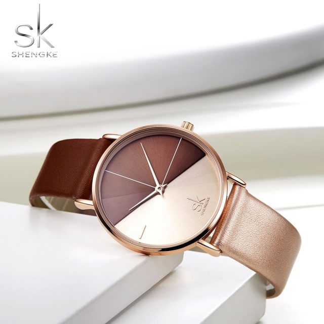 Shengke Women's Watches Fashion Leather Wrist Watch Vintage Ladies Watch Irregular Clock Mujer Bayan Kol Saati Montre Feminino