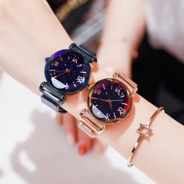 Luxury Rose Gold Women Watches Fashion Diamond Ladies Starry Sky Magnet Watch Waterproof Female Wristwatch For Gift Clock 2019