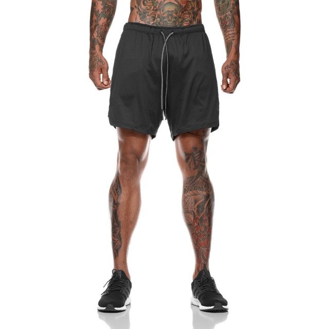 Joggers Shorts Mens 2 in 1 Short Pants Gyms Fitness Bodybuilding Workout Quick Dry Beach Shorts Male Summer Sportswear Bottoms