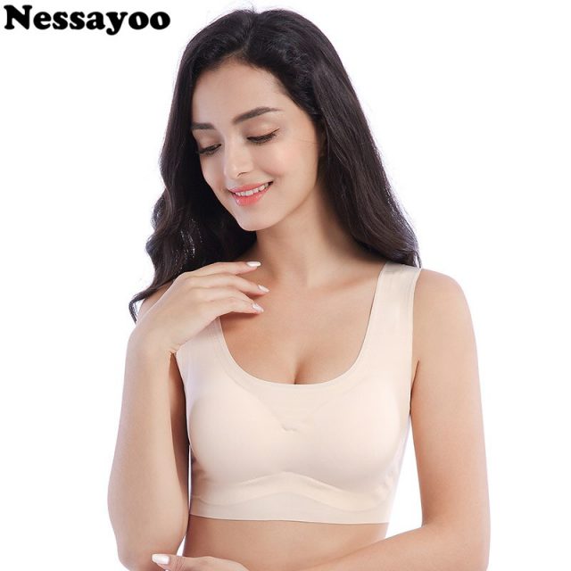 Women Sport Bra Top Cool Stretch Plus Size M-6XL Sports Fitness Running Brassiere Ultra-Thin One-Piece Underwear Sleeping Bra