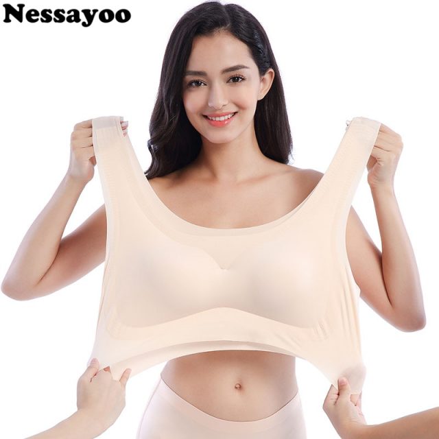 Women Sport Bra Top Cool Stretch Plus Size M-6XL Sports Fitness Running Brassiere Ultra-Thin One-Piece Underwear Sleeping Bra