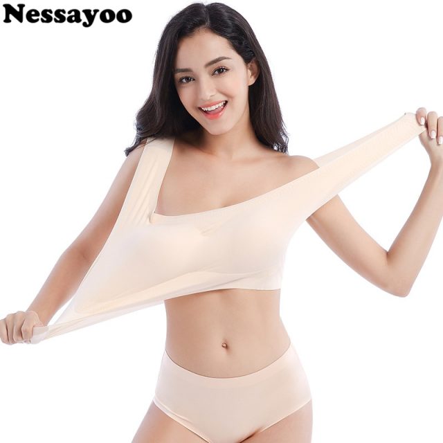 Women Sport Bra Top Cool Stretch Plus Size M-6XL Sports Fitness Running Brassiere Ultra-Thin One-Piece Underwear Sleeping Bra