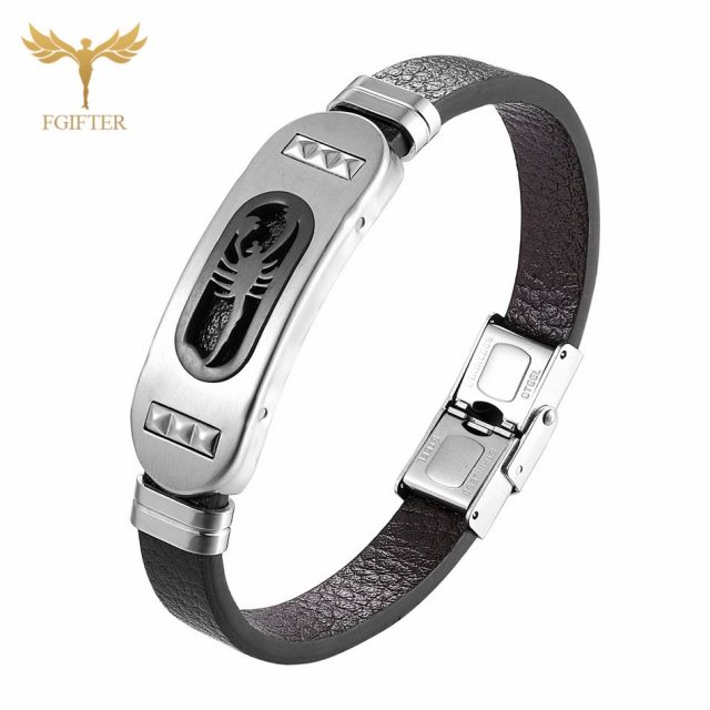 Punk Scorpion Bracelet Mens Leather Bracelets High Quality Stainless Steel Leather Jewelry for Men Accessory Rock Male Bangles