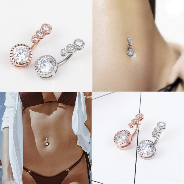 1pc Sexy Dangling Navel Belly Button Rings Belly Piercing Crystal Surgical Steel Woman Body Jewelry Barbell Women Accessories