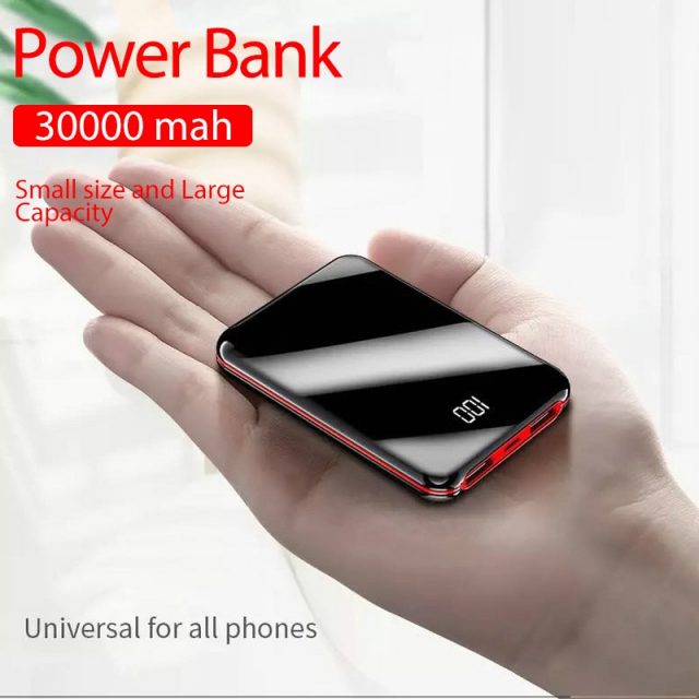 Portable Mini 30000 MAh Power Bank For All Mobile Phone Power Bank Pover Bank Charger 2 USB Ports External Battery Poverbank