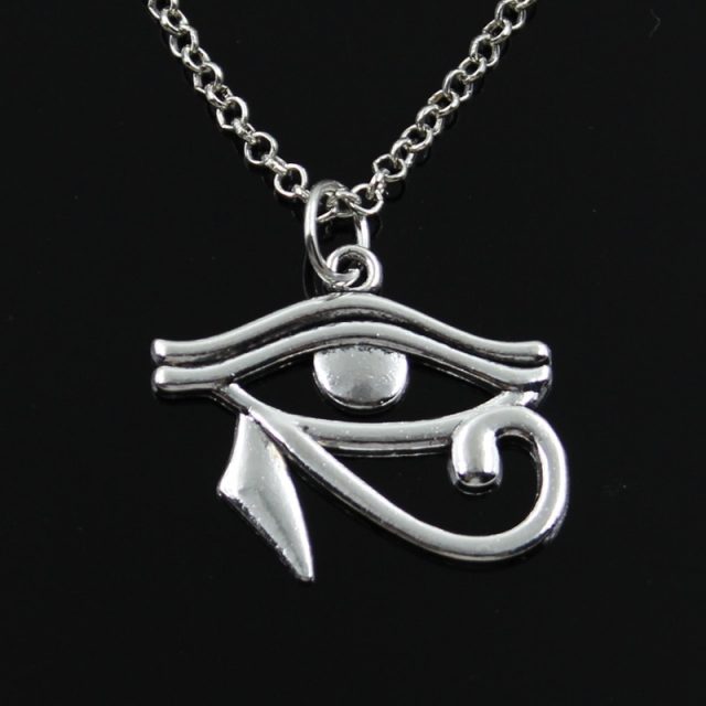 new fashion ancient egypt eye of Horus Pendants round cross chain short long Mens Womens silver color  necklace Jewelry Gift