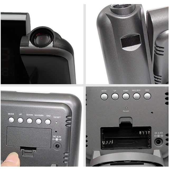 LED Digital Projection Alarm Clock Temperature Thermometer Desk Time Date Display Projector USB Led Desktop Charger Clock