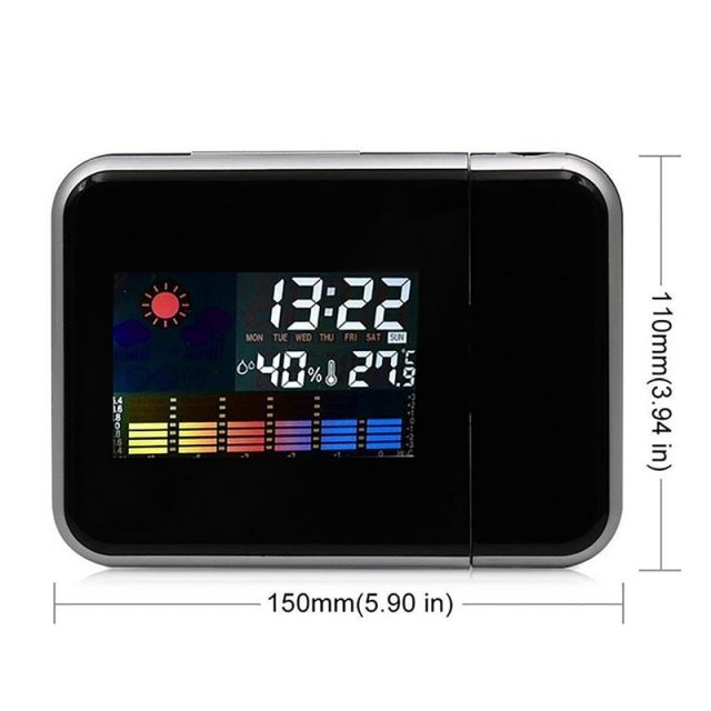 LED Digital Projection Alarm Clock Temperature Thermometer Desk Time Date Display Projector USB Led Desktop Charger Clock
