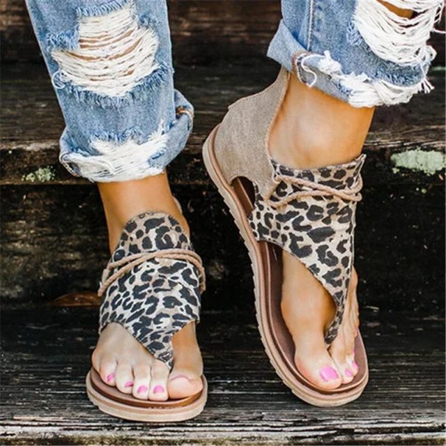 2020 Women Sandals Leopard Print Summer Shoes Women Large Size Andals Flat Women Sandals Womens Summer Shoes Sandals босоножки
