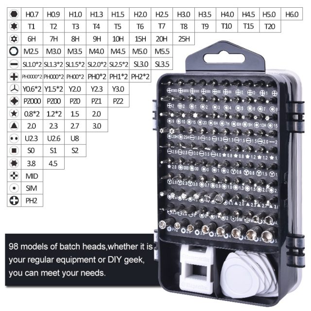 KINDLOV 112 in 1 Screwdriver Set of Screw Driver Bit Set Multi-function Precision Mobile Phone Repair Device Hand Tools Torx Hex