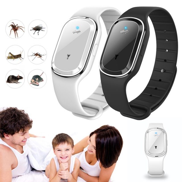 Ultrasonic Natural Mosquito Repellent Bracelet Waterproof Pest Insect Bugs Anti Mosquito Insect Bracelet Ultrasound Outdoor Kids