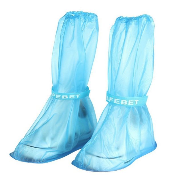 1Pair Waterproof  Reusable Thicken Protector  High-Top Anti-Slip Shoes Boot Cover Unisex Ribbon Rain Shoe Covers Rain