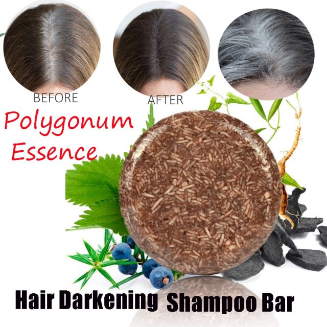 New Polygonum Essence Hair Darkening Shampoo Bar Soap Natural Organic Mild Formula Hair Shampoo Gray Hair Reverse Hair Cleansing