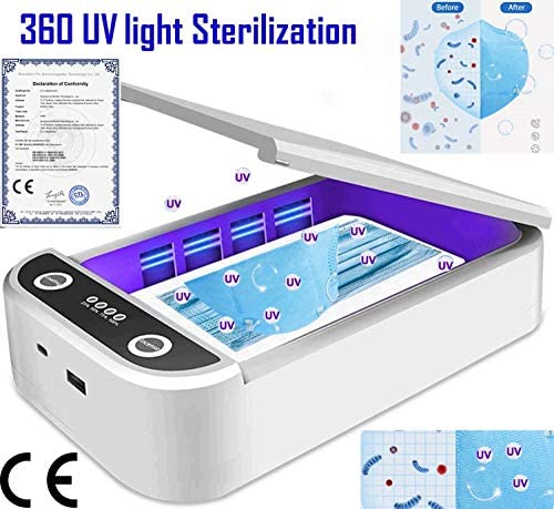 Portable USB-charged UV light Sanitizer, Sterilizer and Disinfection Box with Aromatherapy Function for masks, jewelries, keys, credit cards, make up brushes and smartphones.