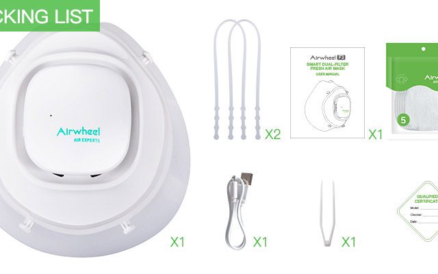 Airwheel Air Experts F3 Smart Respirator Fresh Air Silicone Mask with a 5-layer Filter Technology with In & Out Dual Protection and APP Smart Reminder for the New Normal