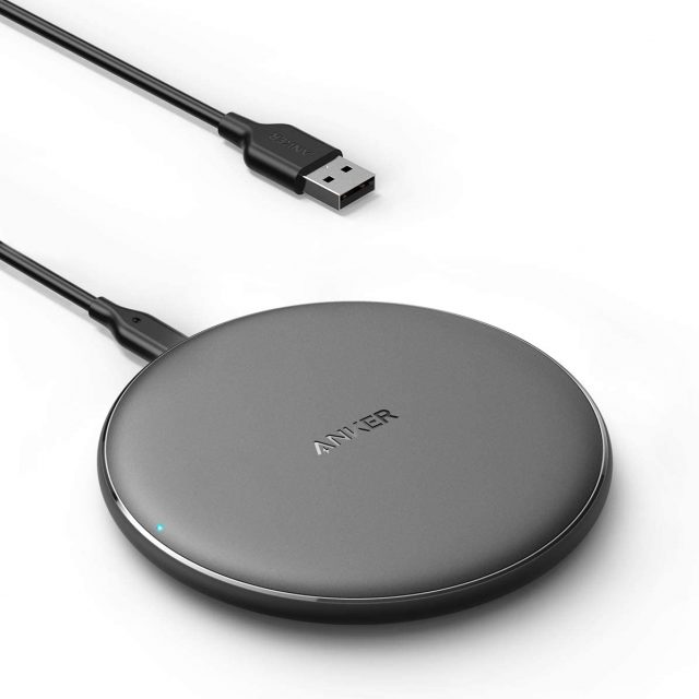 Anker Wireless Charger, PowerWave Pad, Portable, Compatible with iPhone 11, 11 Pro, 11 Pro Max, Xs Max, XR, XS, X, 8, 8 Plus, AirPods Pro, 10W Fast-Charging Galaxy S20 S10 S9, Note 10 Note 9 Note 8 (No AC Adapter included)