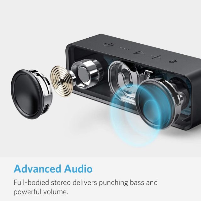 Anker Soundcore Portable Wireless Bluetooth Speaker with Loud Stereo Sound, 24-Hour Playtime, 66 feet Bluetooth Range, Built-in Microphone Compatible with iPhone/IOS, Samsung and All Android Devices