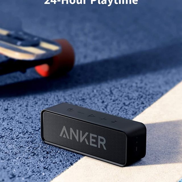 Anker Soundcore Portable Wireless Bluetooth Speaker with Loud Stereo Sound, 24-Hour Playtime, 66 feet Bluetooth Range, Built-in Microphone Compatible with iPhone/IOS, Samsung and All Android Devices