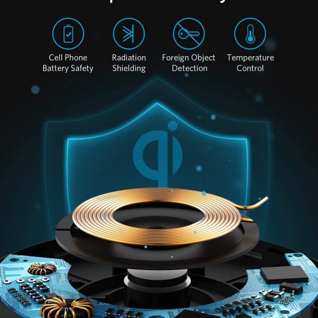 Anker Wireless Charger, PowerWave Pad, Portable, Compatible with iPhone 11, 11 Pro, 11 Pro Max, Xs Max, XR, XS, X, 8, 8 Plus, AirPods Pro, 10W Fast-Charging Galaxy S20 S10 S9, Note 10 Note 9 Note 8 (No AC Adapter included)