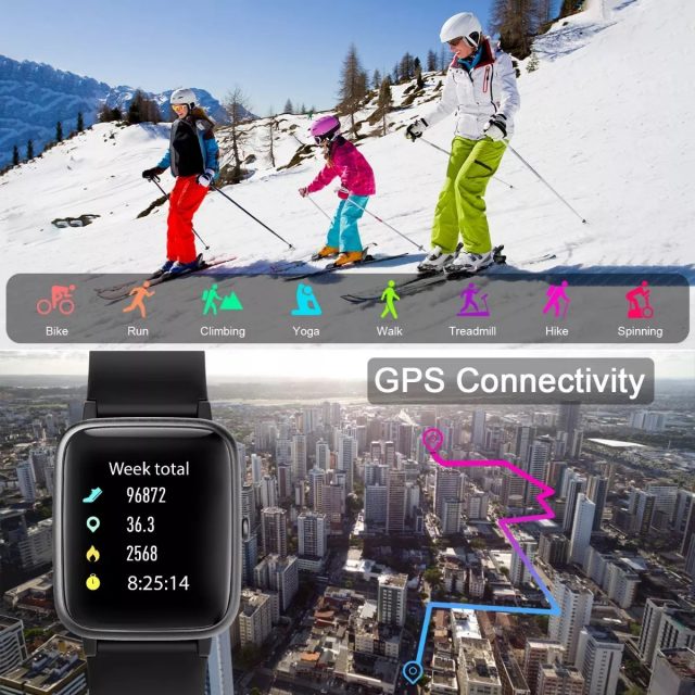 Letsfit Smart Watch ID205L, Fitness Tracker with Heart Rate Monitor, Activity Tracker with 1.3 Inch Touch Screen, IP68 Waterproof Pedometer Smartwatch with Sleep Monitor, Step Counter for Women and Men