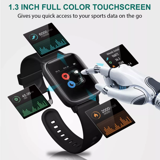 Letsfit Smart Watch ID205L, Fitness Tracker with Heart Rate Monitor, Activity Tracker with 1.3 Inch Touch Screen, IP68 Waterproof Pedometer Smartwatch with Sleep Monitor, Step Counter for Women and Men