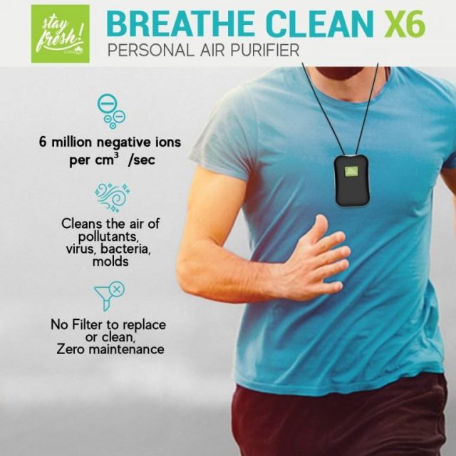 Stayfresh! Canada Breathe Clean Rechargeable Portable Personal Air Purifier (X6) with Healthy Negative Ions