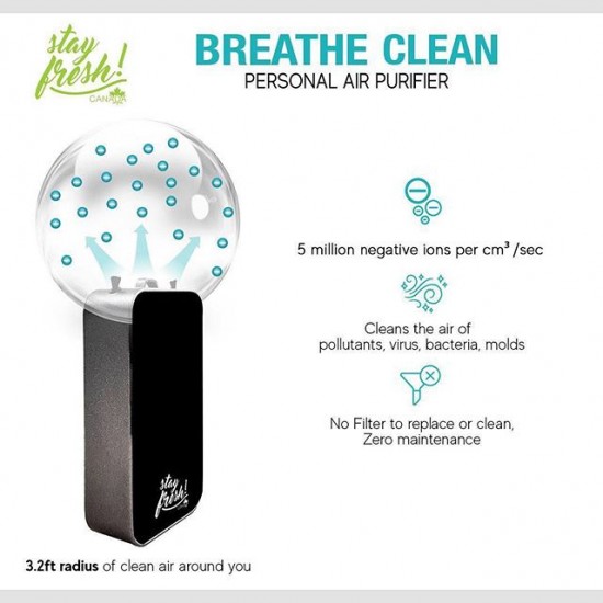 Stay Fresh Canada Breathe Clean Rechargeable Portable Air Purifier with Healthy Negative Ions