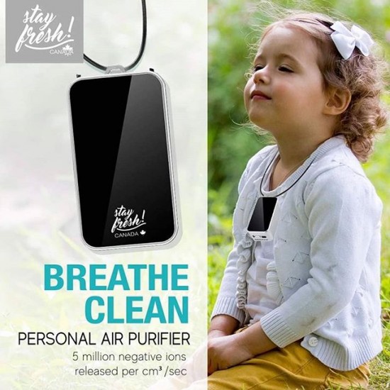 Stay Fresh Canada Breathe Clean Rechargeable Portable Air Purifier with Healthy Negative Ions