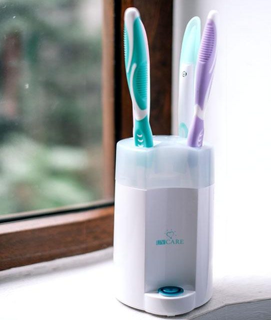 UV Care Family Toothbrush Sterilizer with UVC Germicidal Light for Disinfection, Sanitation, Sterilization and Termination of Germs, Viruses, Molds, and Bacteria