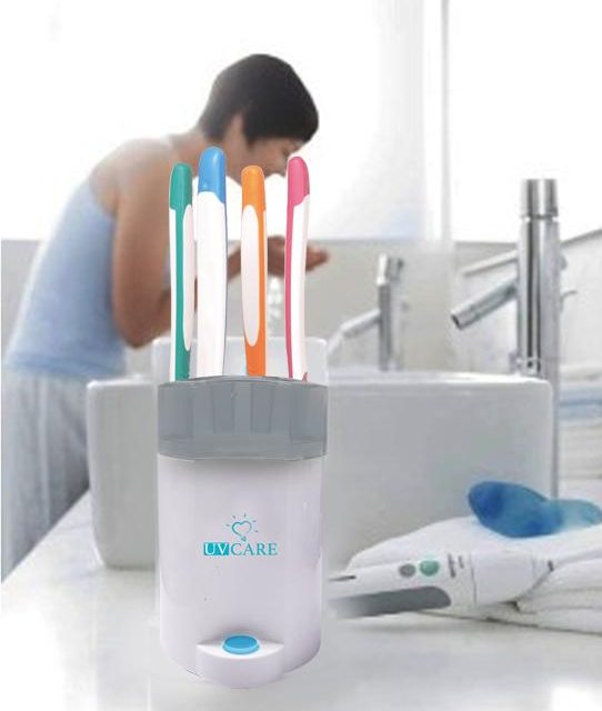 UV Care Family Toothbrush Sterilizer with UVC Germicidal Light for Disinfection, Sanitation, Sterilization and Termination of Germs, Viruses, Molds, and Bacteria