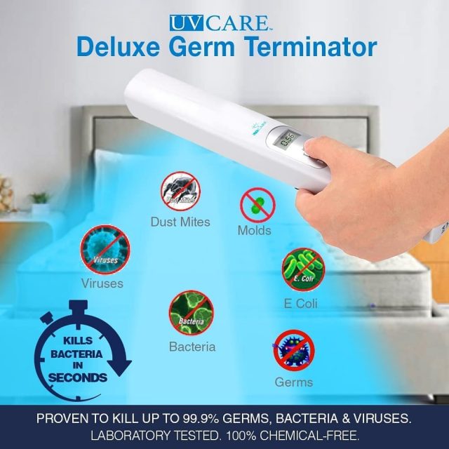 Portable UV Care Deluxe Germ Terminator Wand with Automatic Safety Shut Off for Sterilization, Sanitation and Disinfection