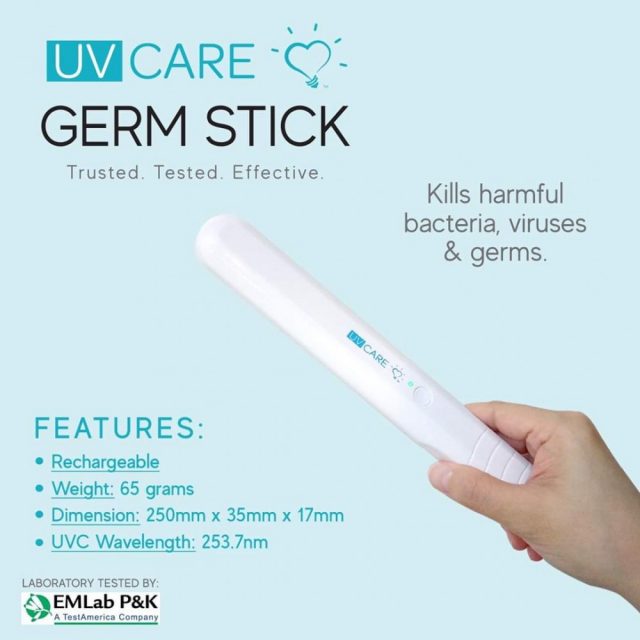 UV Care Germ Stick with UVC Germicidal Light for Disinfection, Sanitation, Sterilization and Termination of Germs, Viruses, Molds, and Bacteria