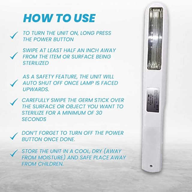UV Care Germ Stick with UVC Germicidal Light for Disinfection, Sanitation, Sterilization and Termination of Germs, Viruses, Molds, and Bacteria