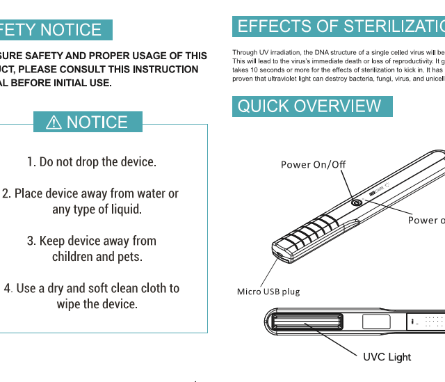 UV Care Germ Stick with UVC Germicidal Light for Disinfection, Sanitation, Sterilization and Termination of Germs, Viruses, Molds, and Bacteria