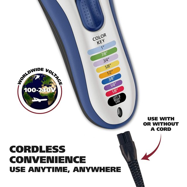 Wahl Color Pro Cordless Rechargeable Hair Clipper & Trimmer Model 9649 Easy Color-Coded Guide Combs – for Men, Women, Children and Pets Grooming