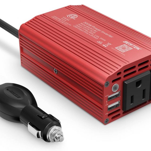 BESTEK 300W Power Inverter DC 12V to 110V AC Car Inverter with 4.2A Dual USB Car Adapter