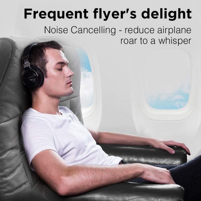 COWIN E7 Active Noise Cancelling Headphones Bluetooth Headphones with Microphone Deep Bass Wireless Headphones Over Ear, Comfortable Protein Earpads, 30 Hours Playtime for Travel/Work/Leisure, Black