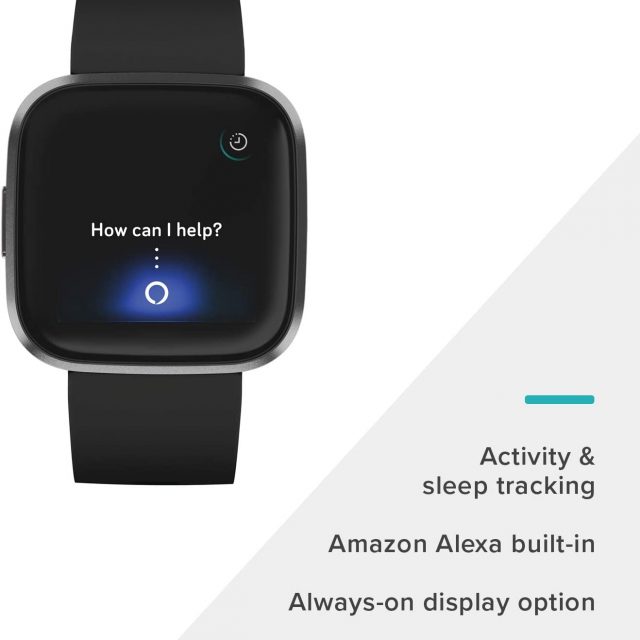 Fitbit Versa 2 Health and Fitness Smartwatch with Heart Rate, Music, Alexa Built-In, Sleep and Swim Tracking, One Size (S and L Bands Included)