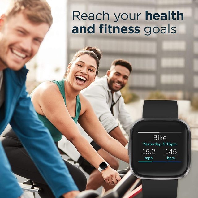 Fitbit Versa 2 Health and Fitness Smartwatch with Heart Rate, Music, Alexa Built-In, Sleep and Swim Tracking, One Size (S and L Bands Included)
