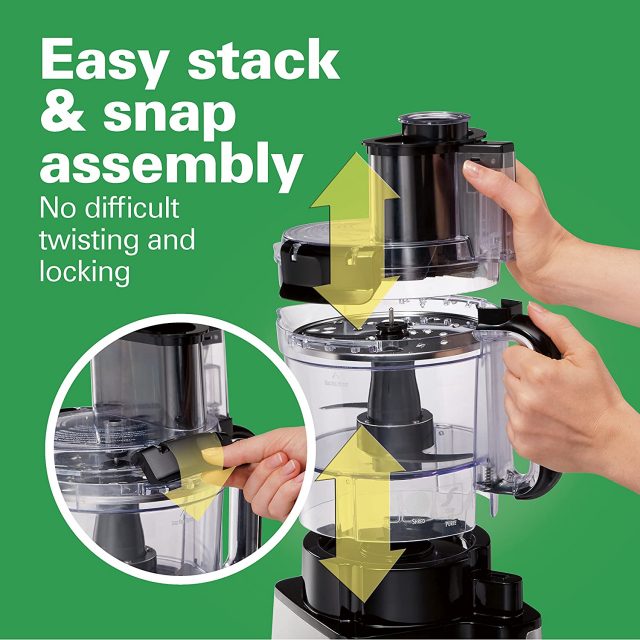 Hamilton Beach 12-Cup Stack & Snap Food Processor & Vegetable Chopper, Black