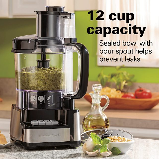 Hamilton Beach 12-Cup Stack & Snap Food Processor & Vegetable Chopper, Black