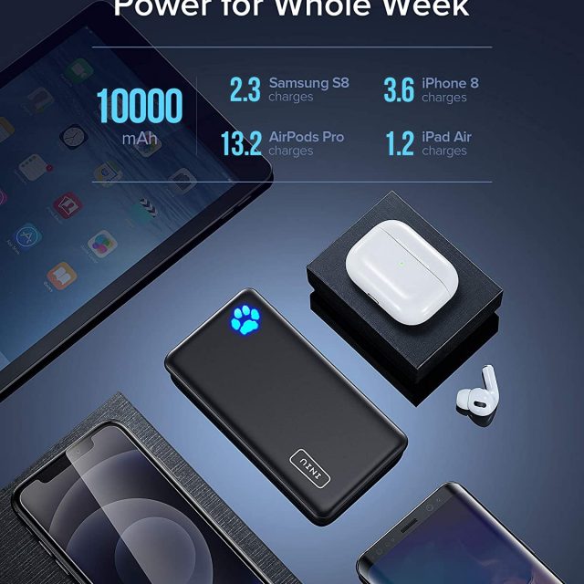 INIU Portable Compact Slimmest & Lightest Charger, Power bank, Battery Pack with Triple 3A High-Speed 10000mAh Capacity, with Flashlight, Compatible with Smart Phones, Ipads, Smart Tablets, Android Devices, IOS devices and More