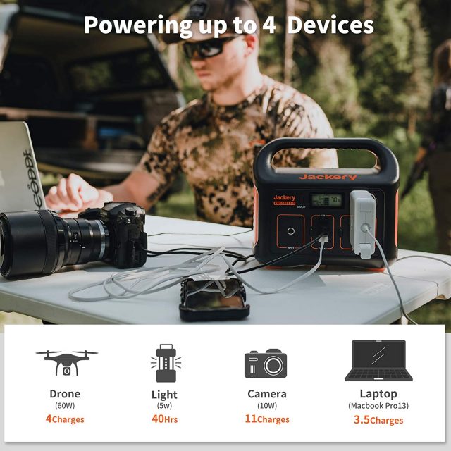 Jackery Portable Power Station Explorer 240 Generator Adapter Charger, 240Wh Backup Lithium Battery, 110V/200W Pure Sine Wave AC Outlet, Solar Generator (Solar Panel Not Included) for Outdoors and Emergencies