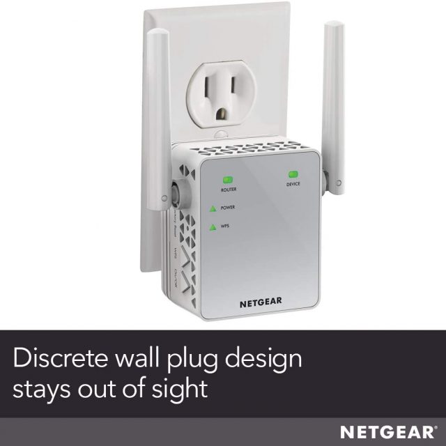 Netgear Wi-Fi Range Extender Repeater EX3700 – Coverage Up to 1000 Sq Ft and 15 Devices with AC750 Dual Band Wireless Signal Booster & Repeater Up to 750Mbps Speed, and Compact Wall Plug Design