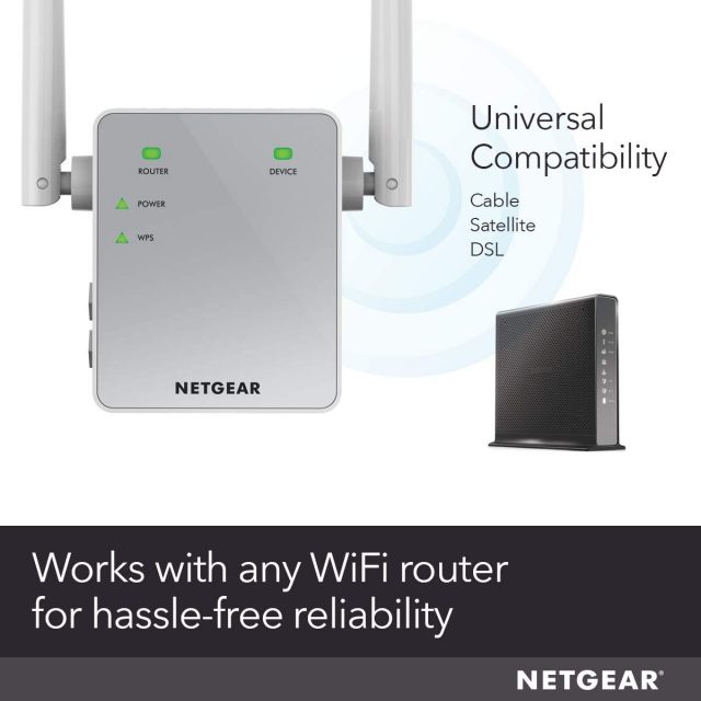 Netgear Wi-Fi Range Extender Repeater EX3700 – Coverage Up to 1000 Sq Ft and 15 Devices with AC750 Dual Band Wireless Signal Booster & Repeater Up to 750Mbps Speed, and Compact Wall Plug Design