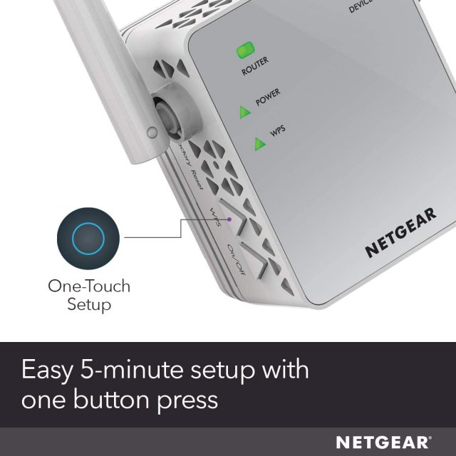 Netgear Wi-Fi Range Extender Repeater EX3700 – Coverage Up to 1000 Sq Ft and 15 Devices with AC750 Dual Band Wireless Signal Booster & Repeater Up to 750Mbps Speed, and Compact Wall Plug Design