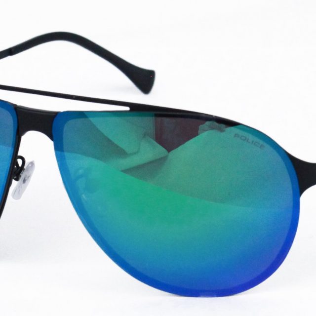 Police SPL166 531V Aviator Sunglasses Blue Green Polarized Lens with UVA and UVB Protection