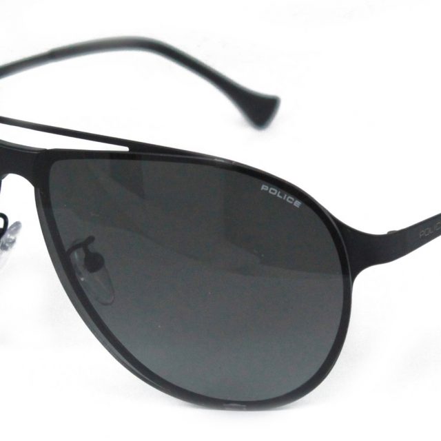 Police SPL166 531F Aviator Sunglasses Black Polarized Lens with UVA and UVB Protection